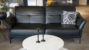 Einzelsofa Musterring aus Leder in Schwarz Musterring Sofa Einzelsofa 9300 MR Echtleder Leder MN Montana black & Fuss Metall schwarz - Breite ca. 240 cm