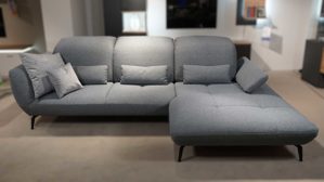 Ecksofa Po.co. | steinpol aus Metall Stoff in Hellblau Grau POCO Eckkombination New Jersey mit Funktionen Bezug Stoff Portofino blau-grau & - Stellfläche ca. 301 x 207 cm