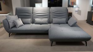 Ecksofa Po.co. | steinpol aus Metall Stoff in Hellblau Grau POCO Eckkombination New Jersey mit Funktionen Bezug Stoff Portofino blau-grau & - Stellfläche ca. 301 x 207 cm
