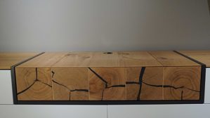 Wohnwand Interliving aus Holz in Weiß Interliving Wohnzimmer Serie 2106 – Wohnwand 620002W weißer Lack &  Asteiche – dreiteilig, Breite ca. 290 cm