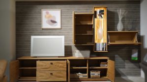 Wohnwand Schröder wohnmöbel aus Aluminium Furnier Glas Holz in Holzfarben SCHRÖDER WOHNMÖBEL Kitzalm Alpenglück - Wohnwand, Wohnkombination K002 Alteiche natur, Akzent Spalteiche natur, Breite ca. 310 cm