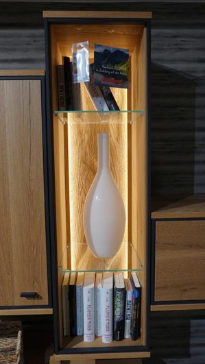 Wohnwand Schröder wohnmöbel aus Aluminium Furnier Glas Holz in Holzfarben SCHRÖDER WOHNMÖBEL Kitzalm Alpenglück - Wohnwand, Wohnkombination K002 Alteiche natur, Akzent Spalteiche natur, Breite ca. 310 cm