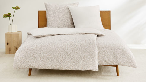 Bettwäsche-Set Ibena® aus Stoff in Beige IBENA® s.Oliver Leoparden Bettwäsche beige Mako-Satin – zweiteilig, ca. 155 x 220 cm