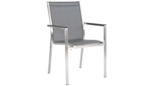 Gartenstuhl /-sessel Stern® aus Kunstfaser in Grau STERN® Stapelsessel Cardiff mit Alu-Armlehnlauflagen silbergraues TEXTILENE® & Edelstahl