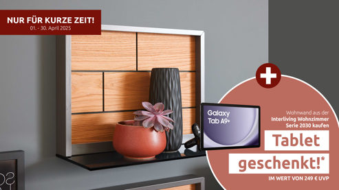 Wandregal Interliving aus Holz in Holzfarben Interliving Wohnzimmer Serie 2030 - Wandboard Wolfram Grey & Spaltholz - ca. 48 x 38 cm