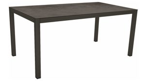 Gartentisch Stern® aus Holz in Dunkelgrau STERN® Tisch-System Silverstar - Gartentisch dunkel betonfarbenes HPL & anthrazitfarbenes Aluminium - ca. 160 x 90 cm