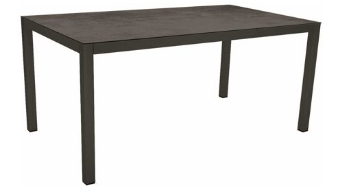 Gartentisch Stern® aus Holz in Dunkelgrau STERN® Tisch-System Silverstar - Gartentisch dunkel betonfarbenes HPL & anthrazitfarbenes Aluminium - ca. 160 x 90 cm