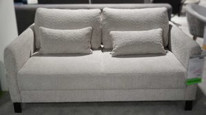 Schlafsofa Restyl aus Stoff in Hellgrau Restyl Doppelliege Doria - Schlafsofa ca. 146 x 210 cm hellgrauer Stoffbezug 7028 & schwarze Metallfüße - Breite ca. 170 cm