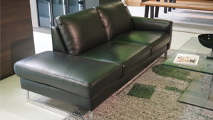 Sofa-Set W.schillig aus Leder in Schwarz Silber W.SCHILLIG Polstergarnitur aleXx, 2 Sofas mit einer Kopfstütze, Leder Z73 Nachtschwarz, Metallkufe glänzend