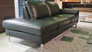 Sofa-Set W.schillig aus Leder in Schwarz Silber W.SCHILLIG Polstergarnitur aleXx, 2 Sofas mit einer Kopfstütze, Leder Z73 Nachtschwarz, Metallkufe glänzend