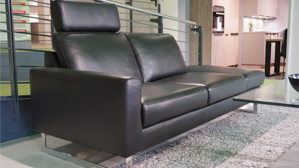 Sofa-Set W.schillig aus Leder in Schwarz Silber W.SCHILLIG Polstergarnitur aleXx, 2 Sofas mit einer Kopfstütze, Leder Z73 Nachtschwarz, Metallkufe glänzend
