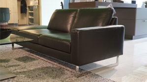 Sofa-Set W.schillig aus Leder in Schwarz Silber W.SCHILLIG Polstergarnitur aleXx, 2 Sofas mit einer Kopfstütze, Leder Z73 Nachtschwarz, Metallkufe glänzend