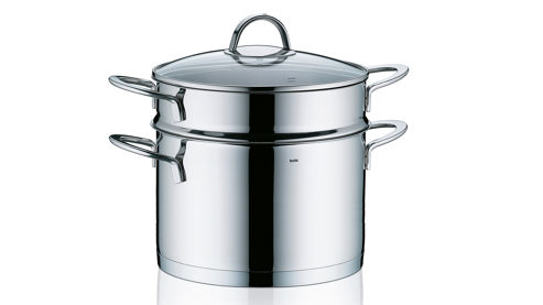 Pasta-/Spargeltopf Kela | keck & lang aus Metall in Edelstahl Pastatopf Cailin Edelstahl & Klarglas - Durchmesser ca. 28 cm