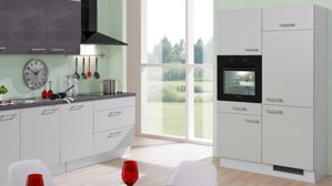 Einbauküche Pino aus Holz in Grau pino Einbauküche inklusive Einbaugeräte Lichtgrau & Graphitgrau - zweizeilig