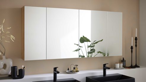 Spiegelschrank Interliving aus Holz in Weiß Interliving Bad Serie 3725 – Spiegelschrank-Set zweiteilig, Länge ca. 160 cm