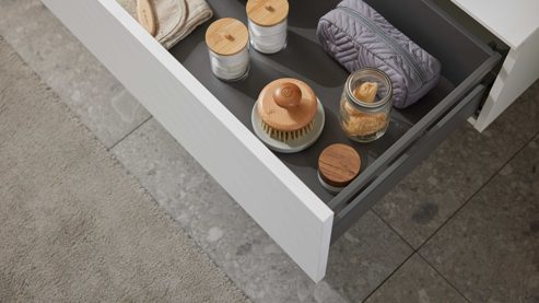 Unterschrank Interliving aus Holz in Weiß Interliving Bad Serie 3725 – Unterschrank-Set Alpinweiß - eine Schublade, Länge ca. 80 cm