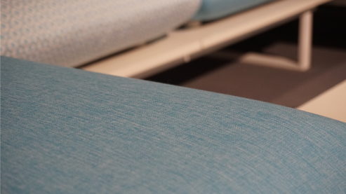 Gartensofa W.schillig aus Kunststoff Metall Stoff in Hellblau Weiß W.SCHILLIG Outdoor-Eckkombination Lagoona mint-weißer Stoffbezug & weiße Metallkufen – Stellfläche ca. 200 x 395 x 200 cm