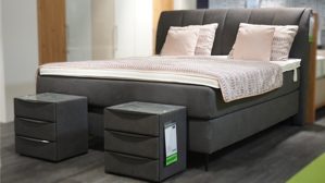 Boxspringbett Interliving aus Stoff in Anthrazit Interliving Boxspringbett Serie 1412 - VZ2 anthrazitfarbener Bezug 532010 – Liegefläche ca. 180 x 200 cm