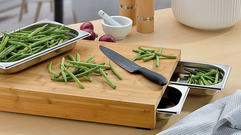 Schneidbrett Kela | keck & lang aus Holz in Holzfarben kela Schneidbrett-Set Kenina Bambus & Edelstahl - ca. 36 x 27 cm