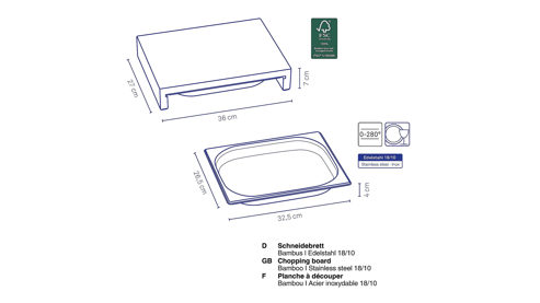 Schneidbrett Kela | keck & lang aus Holz in Holzfarben kela Schneidbrett-Set Kenina Bambus & Edelstahl - ca. 36 x 27 cm