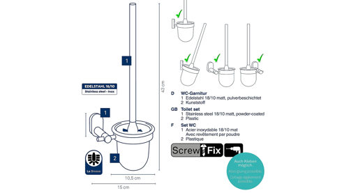 WC-Garnitur Kela | keck & lang aus Metall in Schwarz kela Toilettengarnitur Alessio Schwarz - ca. 11 x 43 xm