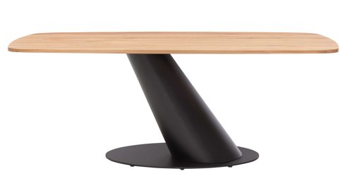 Esstisch Interliving aus Holz in Holzfarben Interliving Esszimmer Serie 5121 – Essgruppe mit sechs Stühlen Charakter-Eiche, thymianfarbener Bouclé Alpine  & schwarzes Metall – ca. 200 x 100 cm