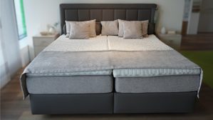 Boxspringbett Interliving aus Kunstleder Stoff in Anthrazit Interliving Boxspringbett Serie 1410, elektrisch verstellbar Kunstleder 3529 Pura – Liegefläche ca. 180 x 200 cm