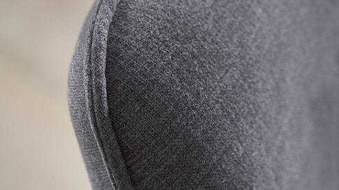 Tischgruppe Interliving aus Holz in Holzfarben Interliving Esszimmer Serie 5102 – Essgruppe Kernbuche, Mattschwarz & kieselfarbener Webstoff Tirol - siebenteilig