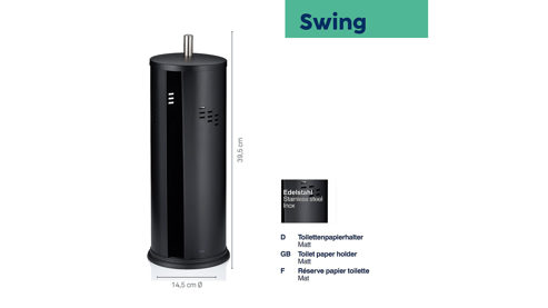 Toilettenbutler Kela | keck & lang aus Metall in Schwarz kela Toilettenpapier Behälter Swing Schwarz – ca. 15 x 40 cm
