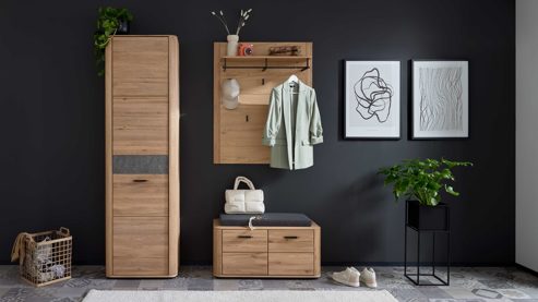 Garderoben-Set Interliving aus Holz in Holzfarben Interliving Garderoben Serie 6014 - Set 81 Wildeiche & Granitfurnier - dreiteilig