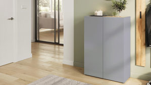 Schuhschrank KAWOO aus Holz in Grau KAWOO Garderobenprogramm GW-Alviano - Schuhschrank Naturgrau & Navarra Eiche - ca. 74 x 105 cm