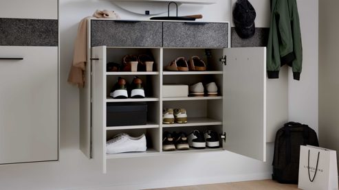 Garderoben-Set Interliving aus Holz in Weiß Interliving Garderoben Serie 6013 - GarderobenSet Sahara Creme & Granitfurnier - vierteilig