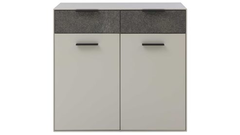 Schuhschrank Interliving aus Holz in Weiß Interliving Garderoben Serie 6013 - Schuhschrank Sahara Creme & Granitfurnier - zwei Türen, zwei Schubladen, Breite ca. 90 cm