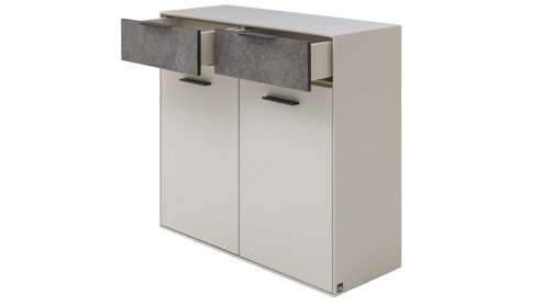 Garderoben-Set Interliving aus Holz in Weiß Interliving Garderoben Serie 6013 - Garderobenkombination Sahara Creme & Granitfurnier - vierteilig