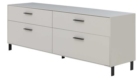 Lowboard Interliving aus Holz in Weiß Interliving Wohnzimmer Serie 2030 PLUS - Lowboard Sahara Creme & Granitfurnier - zwei Schubladen, zwei Klappen, Länge ca. 200 cm