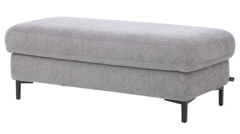 Polsterhocker Interliving aus Stoff in Grau Interliving Sofa Serie 4064 - XXL-Polsterhocker graue Chenille Toni & Fuß W003-01 - ca. 130 x 65 cm