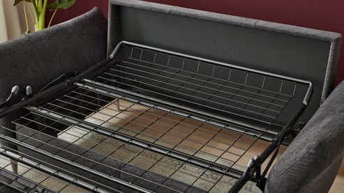 Schlafsofa Interliving aus Stoff in Anthrazit Interliving Schlafsofa Serie 4700 - Schlafsofa 140LÄ anthrazitfarbener Bezug Balu & Aluminiumfüße - Breite ca. 208 cm