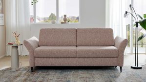 Schlafsofa Interliving aus Stoff in Rosa Interliving Schlafsofa Serie 4700 - Schlafsofa sienafarbener Webstoff Loft & schwarze Aluminiumfüße - Breite ca. 208 cm