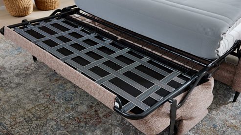 Schlafsofa Interliving aus Stoff in Rosa Interliving Schlafsofa Serie 4700 - Schlafsofa sienafarbener Webstoff Loft & schwarze Aluminiumfüße - Breite ca. 208 cm