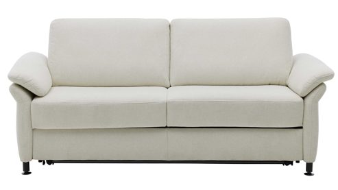 Schlafsofa Interliving aus Stoff in Weiß Interliving Schlafsofa Serie 4700 - Schlafsofa naturweißes Flachgewebe Cyber & schwarze Aluminiumfüße - Breite ca. 188 cm