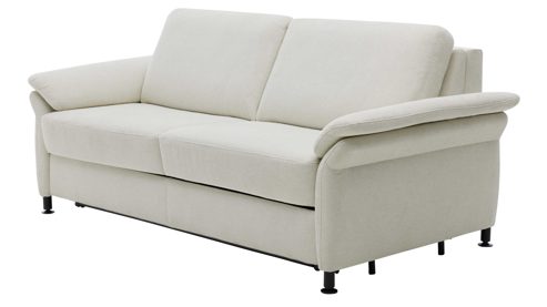 Schlafsofa Interliving aus Stoff in Weiß Interliving Schlafsofa Serie 4700 - Schlafsofa 120LÄ naturweißes Flachgewebe Cyber & schwarze Aluminiumfüße - Breite ca. 188 cm