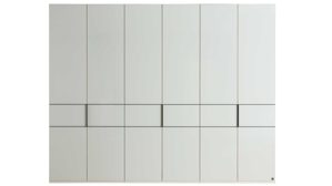 Kleiderschrank Interliving aus Holz in Weiß Interliving Schlafzimmer Serie 1033 – Kleiderschrank 605 weißes Glas & Holz – sechs Türen, Breite ca. 300 cm