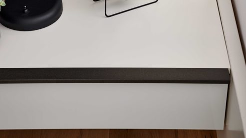 Nachtkommoden-Set Interliving aus Holz in Weiß Interliving Schlafzimmer Serie 1033 – Hängekonsolen-Set weißes Glas & Holz – zweiteilig