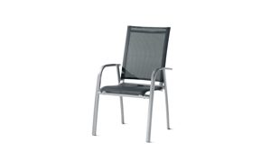 Gartenstuhl /-sessel Sieger aus Aluminium Kunstfaser in Grau Graphit Sieger Stapelsessel PADUA Gartenstuhl 318 A-G Gestell Aluminium Graphit, Bezug Textilux Grau