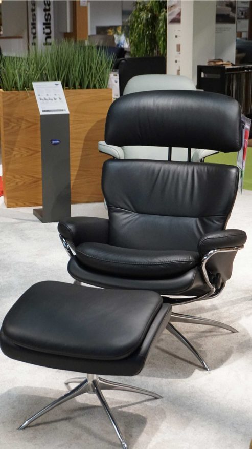 Relaxsessel Ekornes aus Aluminium Holz Leder in Schwarz Aluminium Stressless Rome M Star - Relaxsessel und Hocker Leder Paloma 094 black 19, Gestell Star 40 Alu