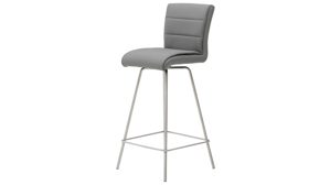 Barstuhl Interliving aus Kunstfaser in Grau Interliving Esszimmer Serie 5122 – Barstuhl graue Mikrofaser Delphin & gebürsteter Edelstahl