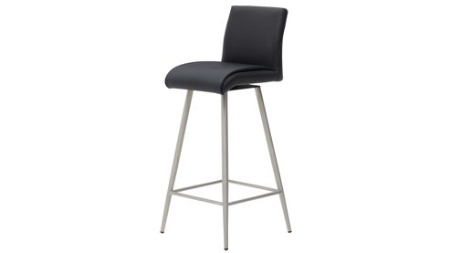 Barstuhl Interliving aus Kunstfaser in Schwarz Interliving Esszimmer Serie 5122 – Barhocker schwarzes Kunstleder LEA-TEX & gebürsteter Edelstahl
