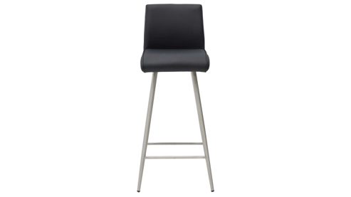 Barstuhl Interliving aus Kunstfaser in Schwarz Interliving Esszimmer Serie 5122 – Barhocker ST69 schwarzes Kunstleder LEA-TEX & gebürsteter Edelstahl