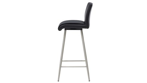 Barstuhl Interliving aus Kunstfaser in Schwarz Interliving Esszimmer Serie 5122 – Barhocker ST69 schwarzes Kunstleder LEA-TEX & gebürsteter Edelstahl