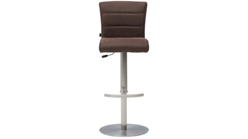 Barstuhl Interliving aus Kunstfaser in Braun Interliving Esszimmer Serie 5122 – Tresenstuhl mit Liftfunktion rostbraune Mikrofaser & gebürsteter Edelstahl